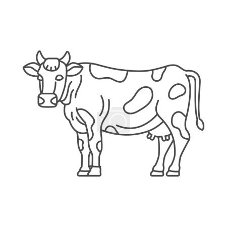 Illustration for Farm animal cow line icon design. Cow illustration. Domestic animal icon vector editable stroke. Cow line icon - Royalty Free Image
