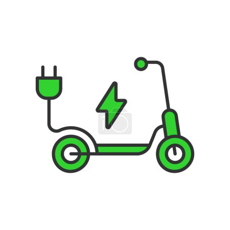 Illustration for Electric scooter line green icon illustration simple design element vector logo - Royalty Free Image