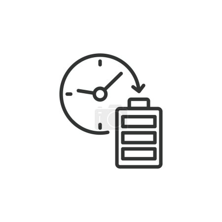 Illustration for Full charging time line icon. Charge, Recharging, Charging, Battery, Energy. Vector illustration isolated Editable stroke - Royalty Free Image