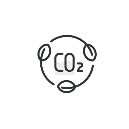 Illustration for Reducing CO2 line icon. Stop emissions. Climate change sign. Editable stroke. Vector illustration. - Royalty Free Image