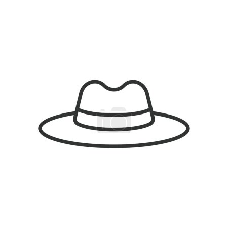 Illustration for Western cowboy hat icon line design. Western, Cowboy, Hat, Country, Headwear, American, Old West, Wild West, Country hat vector illustrations. Western cowboy hat illustration editable stroke. - Royalty Free Image