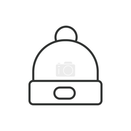Illustration for Winter hat icon line design. Hat, winter, beanie, headgear, pictogram, thermal, clothes vector illustrations. Winter hat illustration editable stroke icon - Royalty Free Image