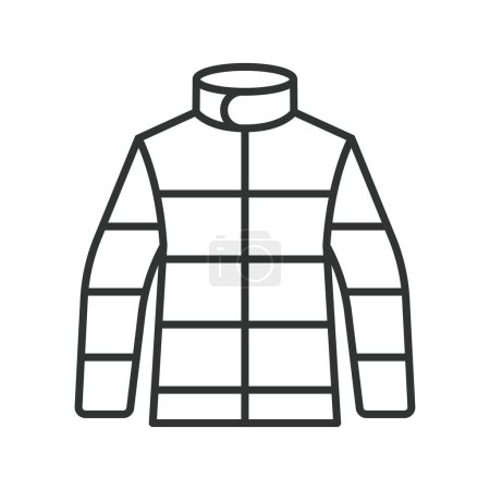 Illustration for Warm men s jacket icon line design. Warm, Men, Jacket, Clothing, Winter, Outdoor, Coat vector illustrations. Warm men s jacket illustration editable stroke icon - Royalty Free Image