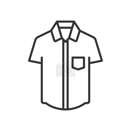 Ilustración de Camisa de manga corta diseño de la línea icono. Ropa, Ropa, Moda, Estilo, Icono ilustraciones vectoriales. Camisa de manga corta icono de carrera editable - Imagen libre de derechos