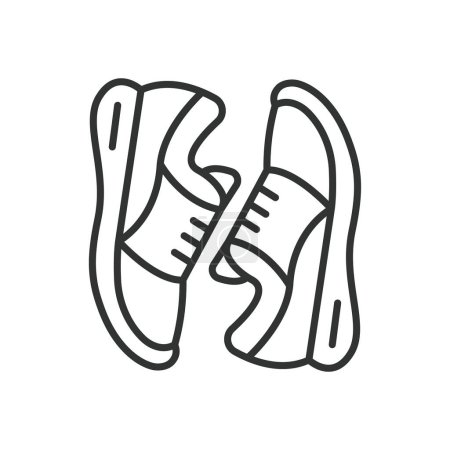 Téléchargez les illustrations : Sneakers icône conception de ligne. , Chaussures, Chaussures, Athlétisme, Jogging, Courir, Icône, Style Sportif Illustrations vectorielles actives Baskets icône de course modifiable - en licence libre de droit