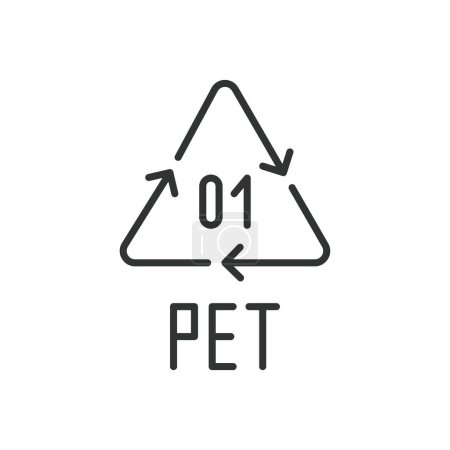 Illustration for PET 01 recycling code symbol line icon. Plastic recycling vector polyethylene sign. Line design - Royalty Free Image