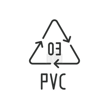 Illustration for PVC 03 recycling code symbol line icon. Plastic recycling vector polyvinyl chloride sign. Line design. Editable stroke. - Royalty Free Image