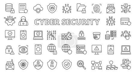 Photo for Cyber security icon line design. Cyber, IT security, technology, cybersecurity, vector illustrations. Cyber security editable stroke icon. - Royalty Free Image