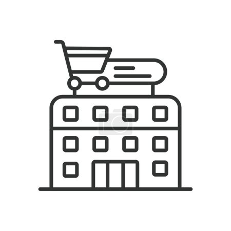 Téléchargez les illustrations : Conception de ligne icône de supermarché. Marché, produits, épicerie, vente au détail, alimentation, magasin, illustration vectorielle d'achat icône d'AVC modifiable Supermarché - en licence libre de droit