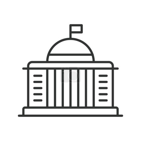 Photo for Government building icon line design. Capitol, architecture, city hall, municipal building, courthouse, authority, government center vector illustration. Government building editable stroke icon - Royalty Free Image
