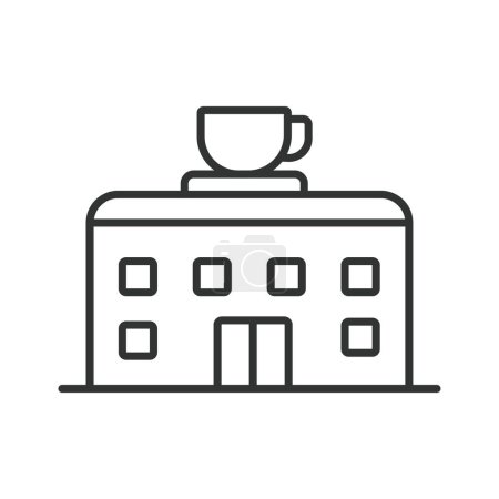 Illustration for Coffees shop icon line design. Cafe, espresso, latte, cappuccino, coffee cup vector illustration. Coffees shop editable stroke icon - Royalty Free Image