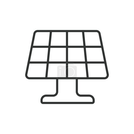 Illustration for Solar panel icon in line design. Panel, sun, power, renewable, photovoltaic, electricity, solar power isolated on white background vector. Solar panel editable stroke icon - Royalty Free Image