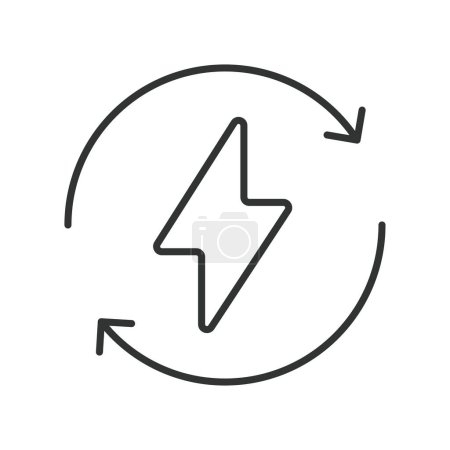 Illustration for Energy reload for a car icon in line design. Energy, reload, power, recharge, charge, renew, refresh, refill, boost, battery isolated on white background vector. Energy reload editable stroke icon - Royalty Free Image