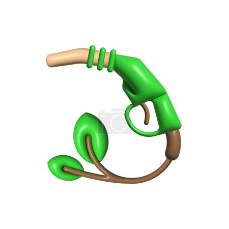 Illustration for Green fuel 3d vector icon. Alternative Fuels vector illustration design. Biodiesel, Fuel, Natural Gas, Eco, Ecology, Environment Gasoline Pistol vector icon 3D icon - Royalty Free Image