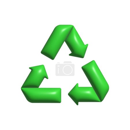 Illustration for Green Arrows Recycle 3d vector icon. Recycling, green, 3D, arrows, icon, environment, eco, renewable, ecological, sustainability, environmental nature waste reuse cycle vector icon 3D icon - Royalty Free Image