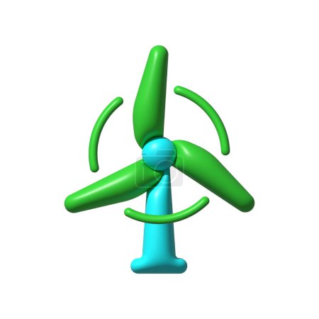 Wind generator, wind turbine eco energy 3d vector icon. Turbine, 3d, icon, wind, eco, electricity, renewable, energy, power, rotation, blades, clean. Wind generator, wind turbine vector 3D icon