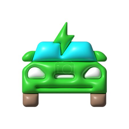 Icono de vector de coche eléctrico. Eléctrico, coche, 3d, icono, vehículo, híbrido, eléctrico, automóvil, ecológico, transporte en el vector de fondo blanco. Coche eléctrico vector 3D icono