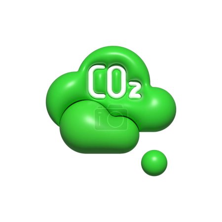 Illustration for ?o2, carbon dioxide emissions 3d vector icon. Gas, climate, pollution, change, global, warming, footprint, atmosphere on white background vector. ?o2, carbon dioxide emissions vector 3D icon - Royalty Free Image