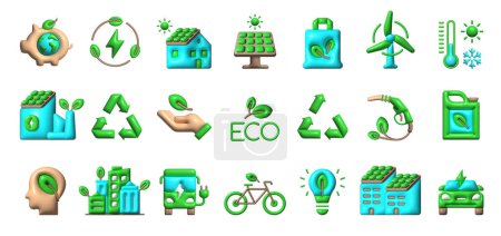 Solar energy, solar battery, eco energy 3d vector icons. Solar, green, solar panel, eco bag, temperature, eco factory, eco fuel, eco city, 3D, environment, eco, renewable, vector icon 3D icons