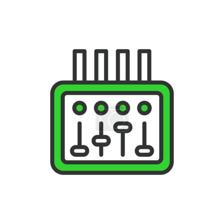 Illustration for Electrical panel, in line design, green. Electrical, panel, Circuit breaker, Power distribution, Control panel, Switchboard, Fuse box on white background vector. Electrical panel editable stroke icon - Royalty Free Image