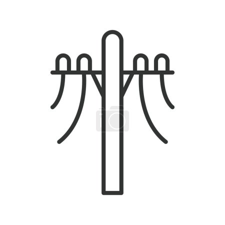 Electric pole, in line design. Electric, Power line, Utility, Electrical, Transmission pole, telephone pole on white background vector. Electric pole editable stroke icon