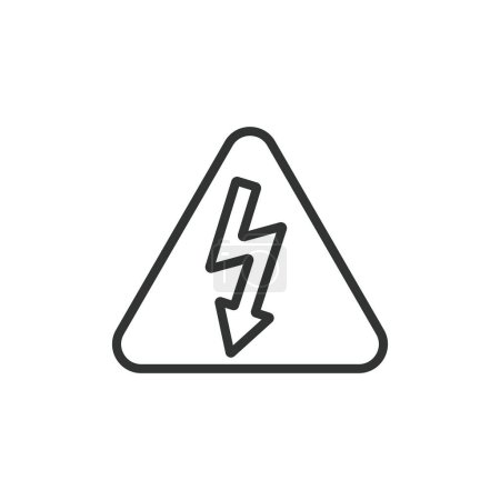 Illustration for Alert Electrical, in line design. Alert, Warning, Electrical, Hazard, Danger, Caution, Safety, Electricity on white background vector Alert Electrical editable stroke icon - Royalty Free Image
