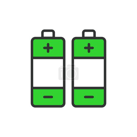 Ilustración de Batería, en línea de diseño, verde. batería, energía, energía, carga, recargable, ión de litio, celda en el vector de fondo blanco icono de carrera editable batería - Imagen libre de derechos