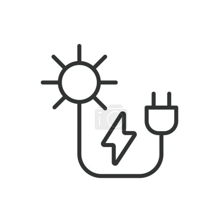 Sonnenenergie, im Liniendesign. Sonnenenergie, Solarenergie, erneuerbare Energien, Strom, Sonnenlicht, Panel, auf weißem Hintergrund Vektor Sonnenenergie editierbares Schlagsymbol