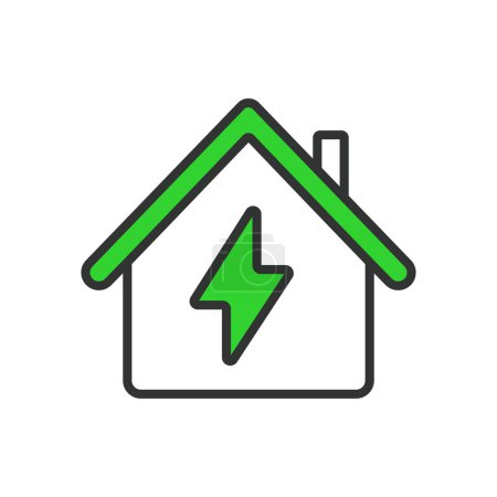 Electrification, in line design, green. Electrification, electric, power, energy on white background vector. Electrification editable stroke icon