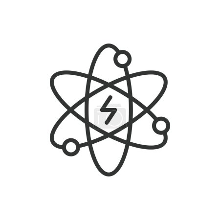 Illustration for Atomic energy, in line design. Atomic energy, nuclear, power, reactor, uranium, fission, radiation on white background vector. Atomic energy editable stroke icon - Royalty Free Image