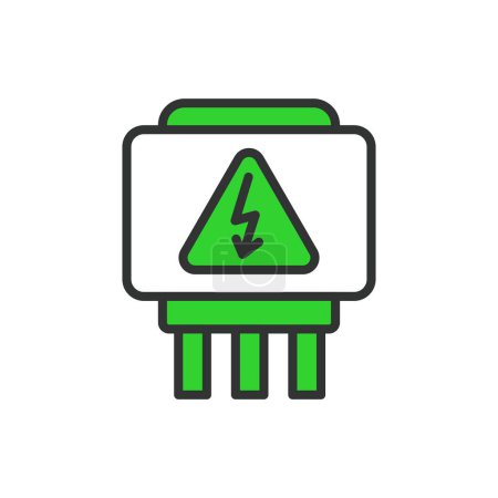 Illustration for Switch box, in line design, green. Switch, box, electrical, control on white background vector. Switch box editable stroke icon - Royalty Free Image