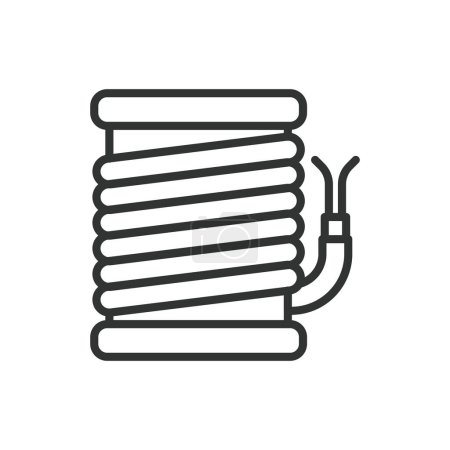 Cable reel, in line design. Cable, reel, wire, spool on white background vector. Cable reel editable stroke icon