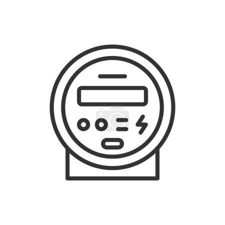 Electric meter, in line design. Electric, Meter, Measurement, Utility, Consumption, Power on white background vector. Electric meter editable stroke icon