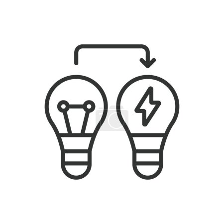 Illustration for 3Energy efficient lamp, in line design. Energy, Efficient, Lamp, Light, Bulb, Illuminate, Lighting on white background vector. Energy efficient lamp editable stroke icon - Royalty Free Image