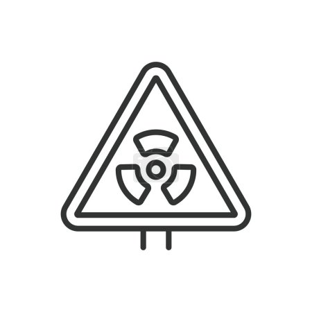 Radiation sign, in line design. Radiation, Sign, Hazard, Warning, Safety, Danger, Nuclear on white background vector. Radiation sign editable stroke icon