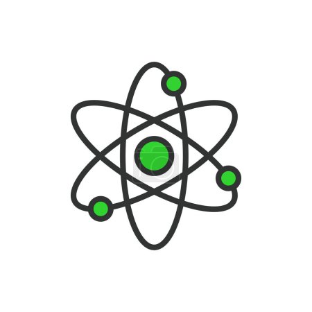 Illustration for Nuclear fusion, in line design, green. Nuclear, Fusion, Energy, Reactor, Plasma, Power, Science on white background vector Nuclear fusion editable stroke icon - Royalty Free Image