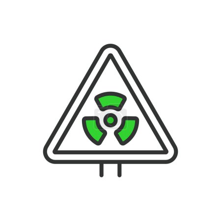 Radiation sign, in line design, green. Radiation, Sign, Hazard, Warning, Safety, Danger, Nuclear on white background vector Radiation sign editable stroke icon