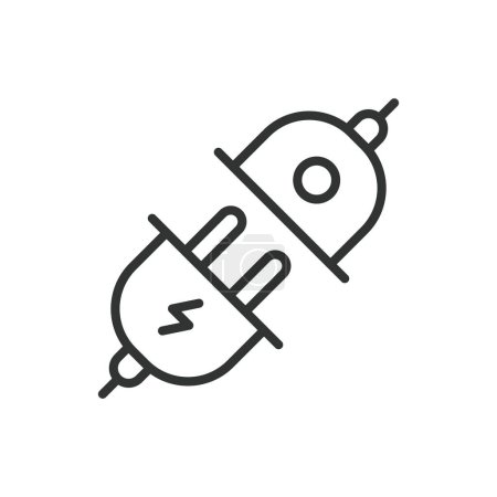 Plug male female, in line design. Plug, Male, Female, Connector, Socket, Adapter on white background vector. Plug male female editable stroke icon