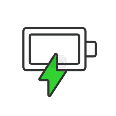 Empty battery level, in line design, green. Empty, Battery, Level, Low, Power, Energy, Depleted on white background vector. Empty battery level editable stroke icon