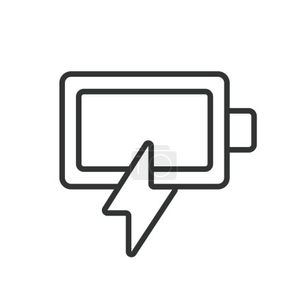 Empty battery level, in line design. Empty, Battery, Level, Low, Power, Energy, Depleted on white background vector. Empty battery level editable stroke icon