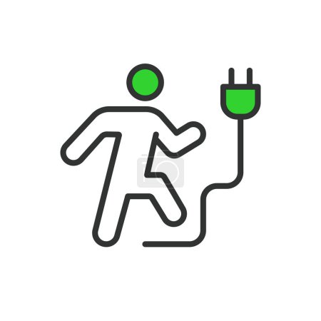 Elektrifizierung, Linienführung, grün. Elektrifizierung, Strom, Energie, Elektrisch, Netz, Spannungsstrom auf weißem Hintergrundvektor Elektrifizierung editierbares Schlagsymbol