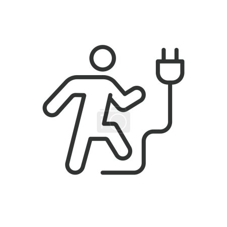 Electrification, in line design. Electrification, Power, Energy, Electric, Grid, Voltage, Current on white background vector Electrification editable stroke icon