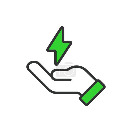 Illustration for Super power, in line design, green. Super, Power, Strength, Hero, Ability, Energy, Force on white background vector Super power editable stroke icon - Royalty Free Image