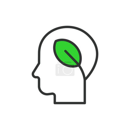 Eco minded, in line design, green. Eco, minded, environment, green, sustainable, conscious, nature on white background vector Eco minded editable stroke icon
