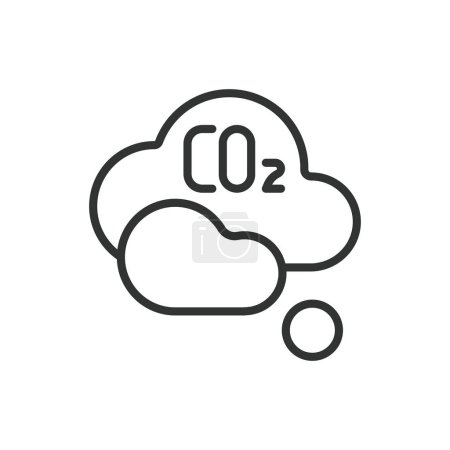 CO2, im Liniendesign. CO2, Kohlendioxid, Treibhausgas, Emission auf weißem Hintergrund. CO2-Ikone editierbar