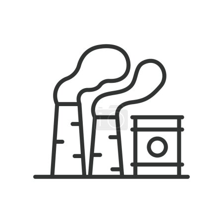 Illustration for Air pollution, in line design. Air, pollution, environment, smog, contamination, emissions on white background vector. Air pollution editable stroke icon - Royalty Free Image