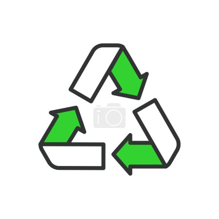 Green Arrows Recycle, in line design, green. Green, arrows, recycle, environmental, eco-friendly, sustainability on white background vector. Green Arrows Recycle editable stroke icon