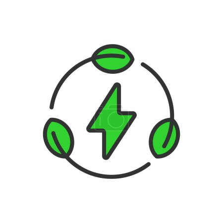 Eco énergie, dans la conception de ligne, vert. Eco, énergie, renouvelable, durable, vert, énergie, solaire sur fond blanc vecteur Eco energy editable stroke icon