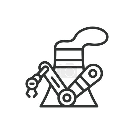 Robots for nuclear power, in line design. Robots, Nuclear, Power, Energy, Automation, Reactor, on white background vector. Robots for nuclear power editable stroke icon