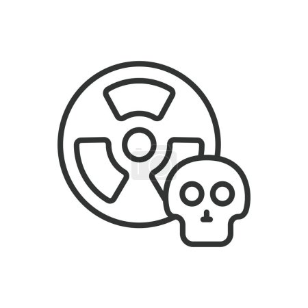 Radioactive skull, in line design. Radioactive, Skull, Hazard, Toxic, Warning, Danger, Poison, Contamination on white background vector Radioactive skull editable stroke icon